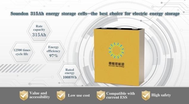 商業用エス 315ah LiFePO4 リチウム電池 3.2V 名電圧 12500 倍 サイクルの寿命
